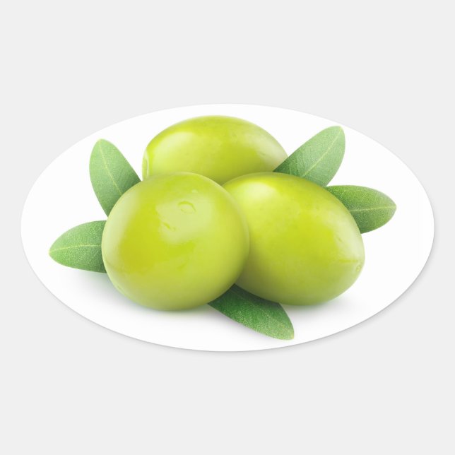 Three green olives oval sticker (Front)