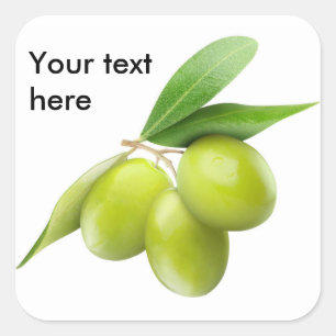 Three green olives square sticker