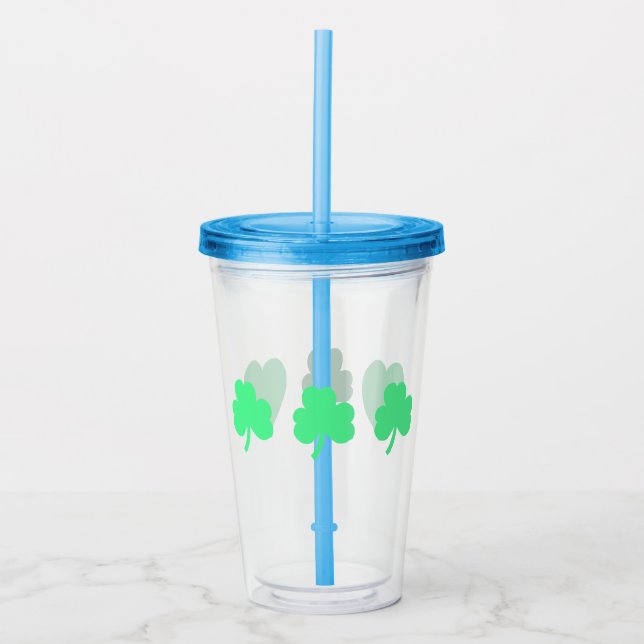 Three Green Shamrock Trinity Acrylic Tumbler (Front)