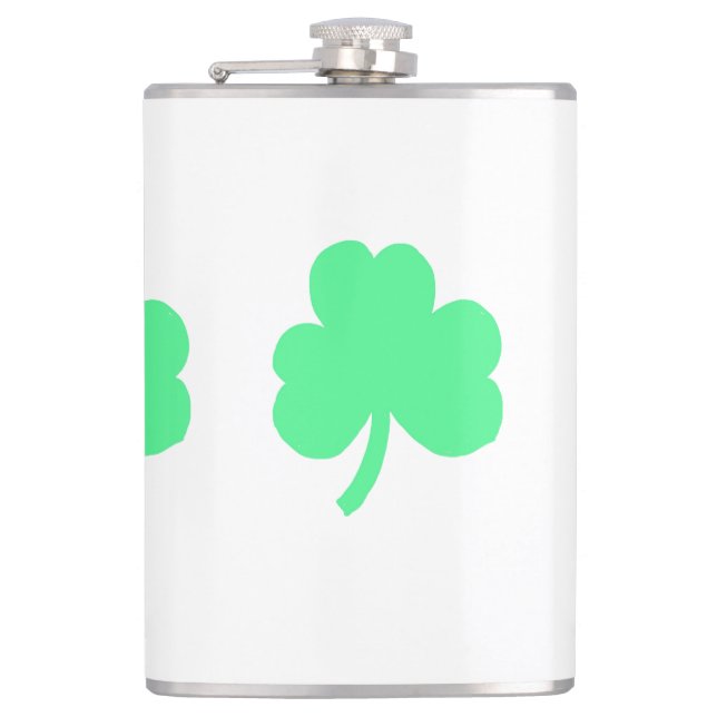 Three Green Shamrock Trinity Hip Flask (Front)