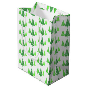 Three Green Watercolor Polka Dot Trees  Medium Gift Bag