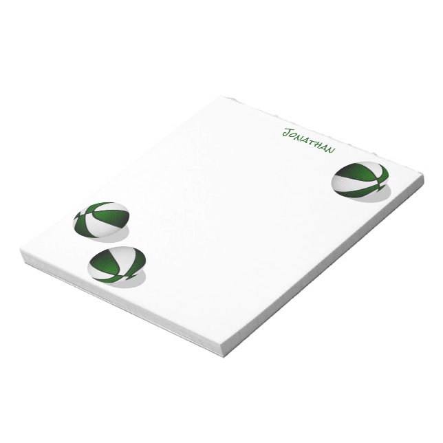 three green white basketballs custom name notepad (Rotated)