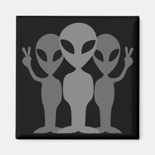Three Grey Space Aliens Magnet