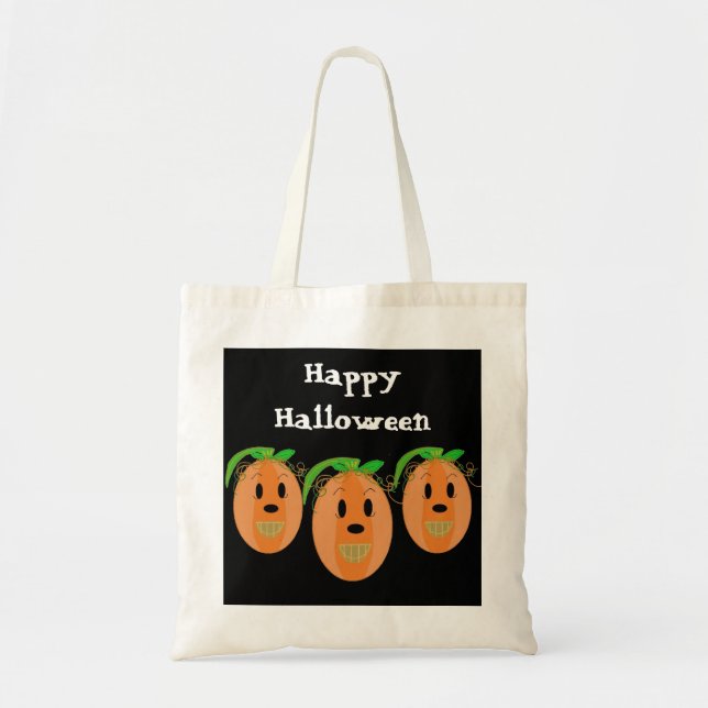 Three Grinning Pumpkins Tote Bag (Front)