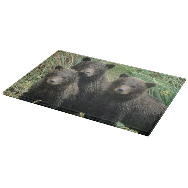 Three Grizzly Bear Cubs or Coys Cutting Board (Corner)