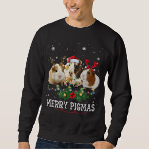 Three Guinea Pig Christmas Lights Santa Hat Sweatshirt