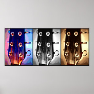 Three Guitar Heads Musicians Music Lovers Artsy Poster