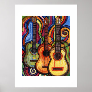 Three Guitars Music Poster
