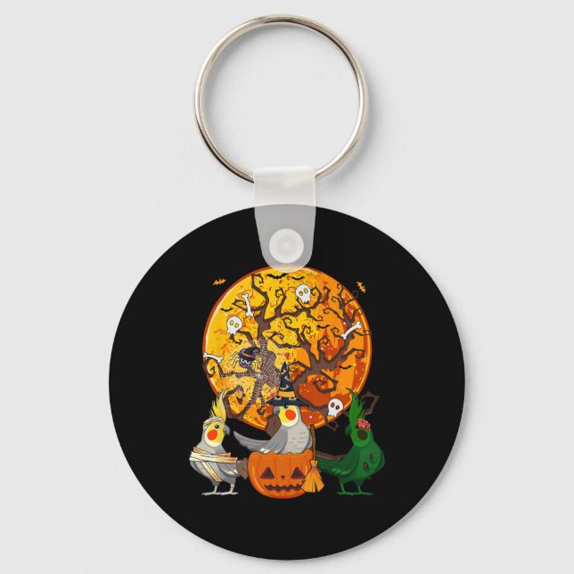 Three Halloween Atiels As Witch Mummy Zombie Lover Key Ring (Front)
