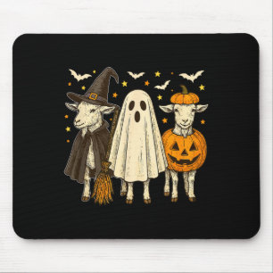Three Halloween Goats Cosplay Witch Boo Carved Pum Mouse Pad