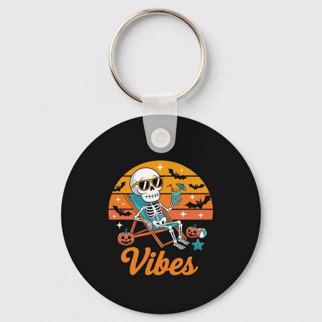 Three Halloween Huskies As Horror Witch Mummy Zomb Key Ring (Front)