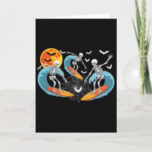 Three Halloween Skeletons Surfing Surfer Costume K Card