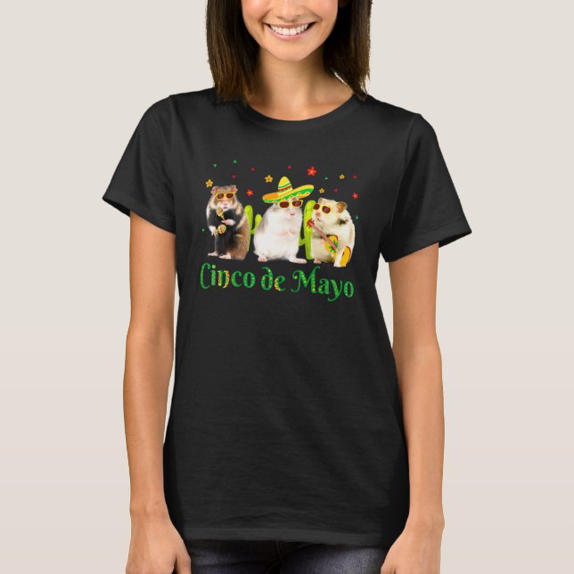Three Hamster Cinco De Mayo Mexican Sombrero Hat M T-Shirt (Front)