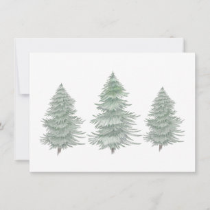 Three Hand Drawn Evergreen Trees Card