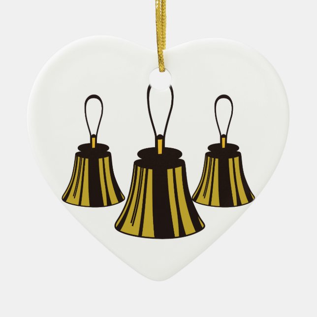 Three Handbells Ceramic Tree Decoration (Front)
