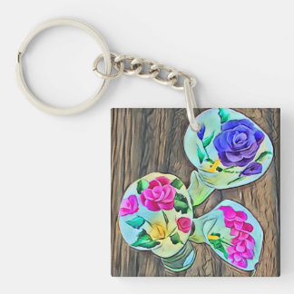 Three Happy Lilys Crossbody Bag Key Ring