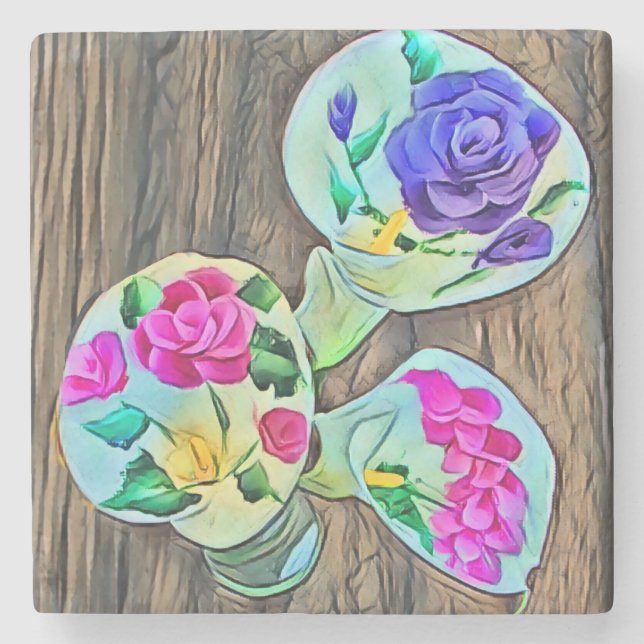 Three Happy Lilys Crossbody Bag Stone Coaster (Front)