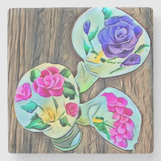 Three Happy Lilys Stone Coaster