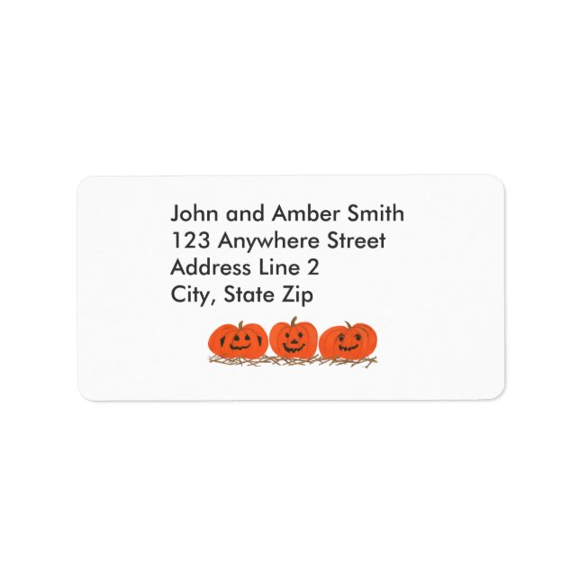 Three Happy Pumpkins Halloween Address Labels (Front)