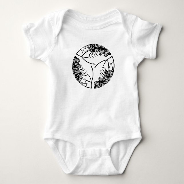 Three head-to tail spiny lobsters baby bodysuit (Front)