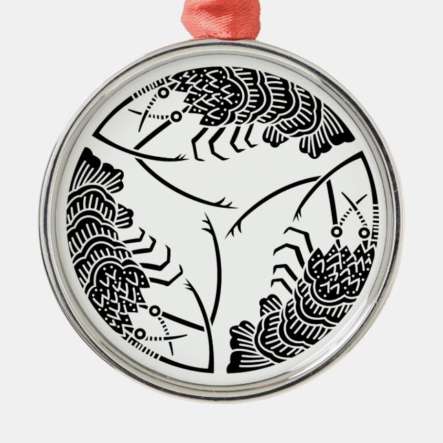 Three head-to tail spiny lobsters metal tree decoration (Front)