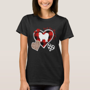 Three Heart Buffalo and Leopard Plaid Samoyed Mum T-Shirt