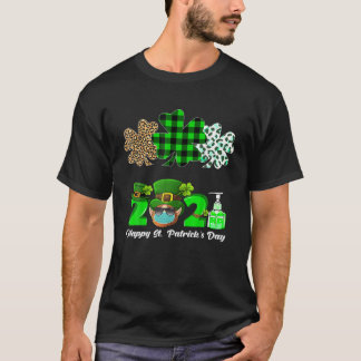 Three Heart Shamrocks Leopard Plaid St Patrick's D T-Shirt