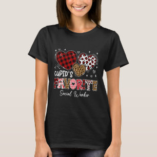 Three Hearts Cupid's Favorite Social Worker Valent T-Shirt