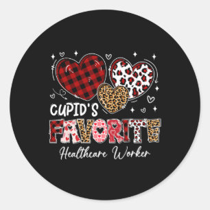 Three Hearts Cupid's Favourite Healthcare Worker V Classic Round Sticker