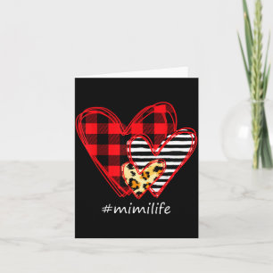 Three Hearts Leopard Buffalo Plaid Mimi Life Valen Card