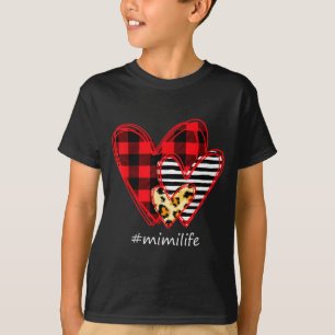 Three Hearts Leopard Buffalo Plaid Mimi Life Valen T-Shirt
