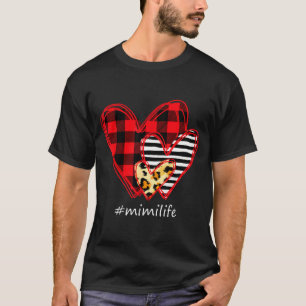 Three Hearts Leopard Buffalo Plaid Mimi Life Valen T-Shirt