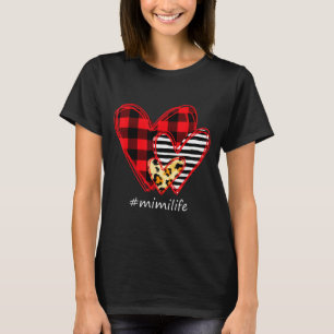 Three Hearts Leopard Buffalo Plaid Mimi Life Valen T-Shirt