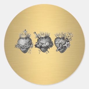 Three Hearts of Jesus, Mary, and Joseph Address Classic Round Sticker