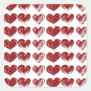 Three Hearts Square Sticker