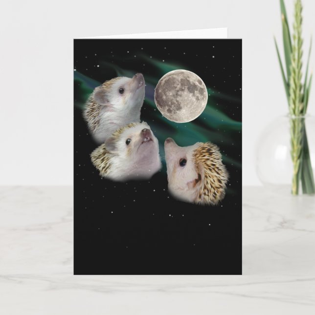 Three Hedgehog Moon Greeting Card (Front)