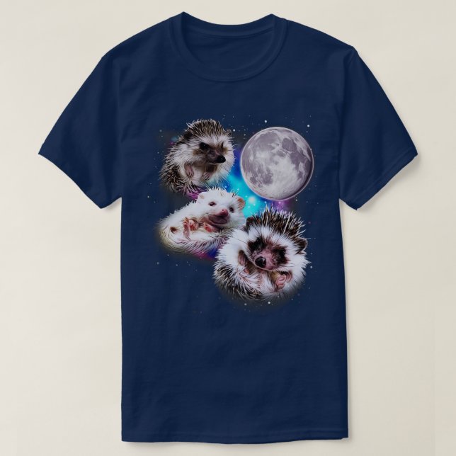 Three Hedgehogs Howl at the Moon T-Shirt (Design Front)