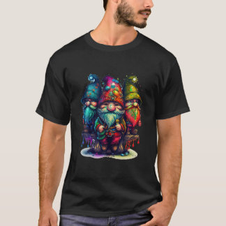 Three Hippie Gnomes Peace Gnome Funny Gnome Desisg T-Shirt