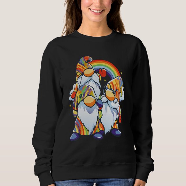 Three Hippie Gnomes, Peace Gnome, Funny Retro Tie  Sweatshirt (Front)