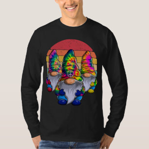 Three Hippie Gnomes, Peace Gnome, Funny Retro Tie T-Shirt