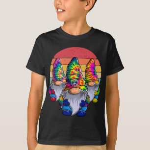 Three Hippie Gnomes, Peace Gnome, Funny Retro Tie T-Shirt