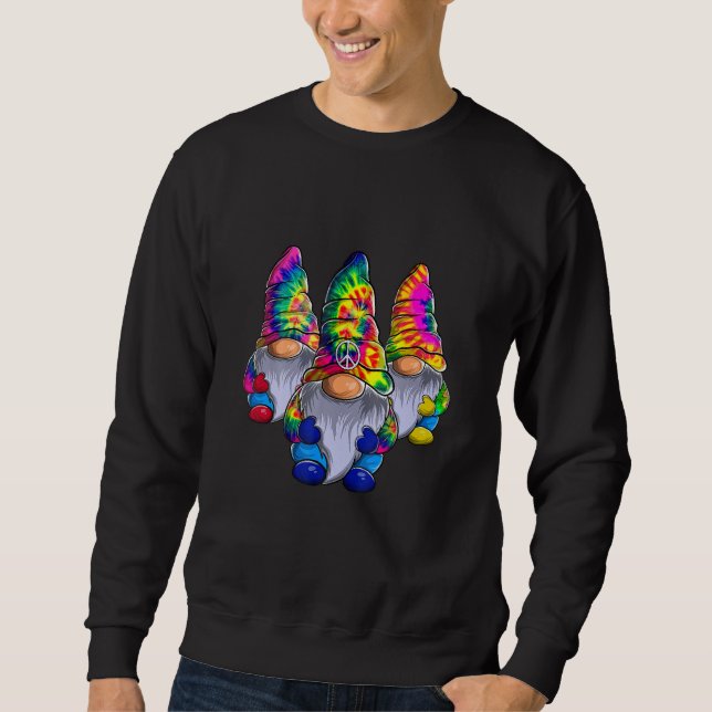 Three Hippie Gnomes Peace Gnome  Retro Tie Diy Sweatshirt (Front)
