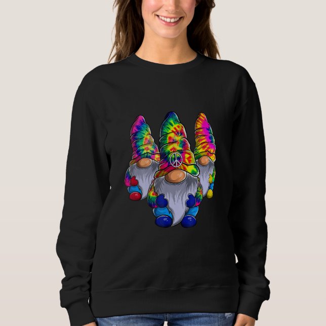 Three Hippie Gnomes Peace Gnome  Retro Tie Diy Sweatshirt (Front)