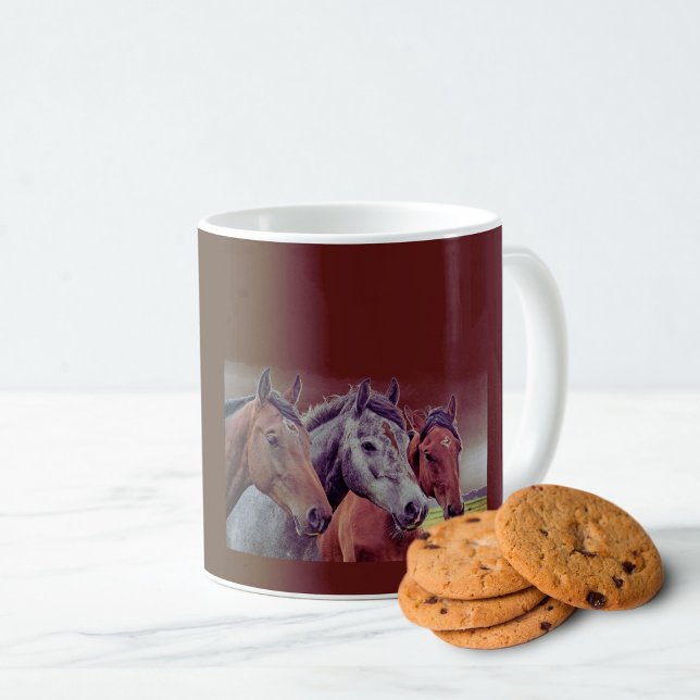 Three Horse Heads Chocolate Coloured Mug  (Creator Uploaded)
