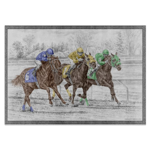 Three Horse Race - Neck and Neck Cutting Board
