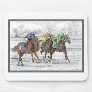 Three Horse Race - Neck and Neck Mouse Pad