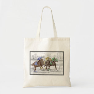 Three Horse Race - Neck and Neck Tote Bag