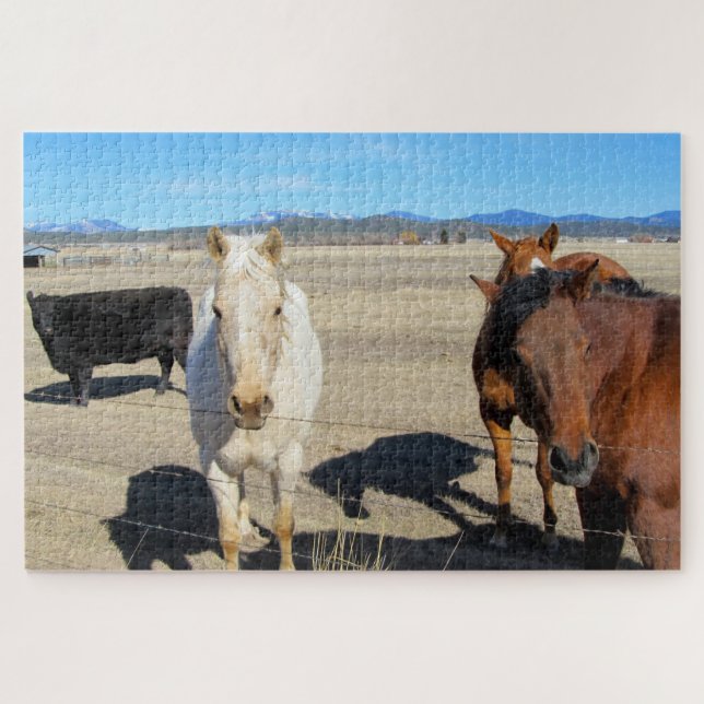 Three Horses and a Cow Jigsaw Puzzle (Horizontal)