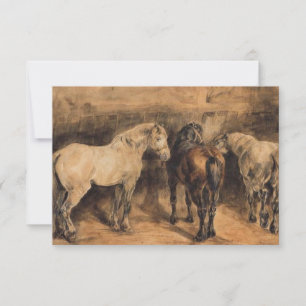Three Horses in Their Stable Card