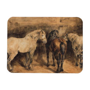 Three Horses in Their Stable Magnet